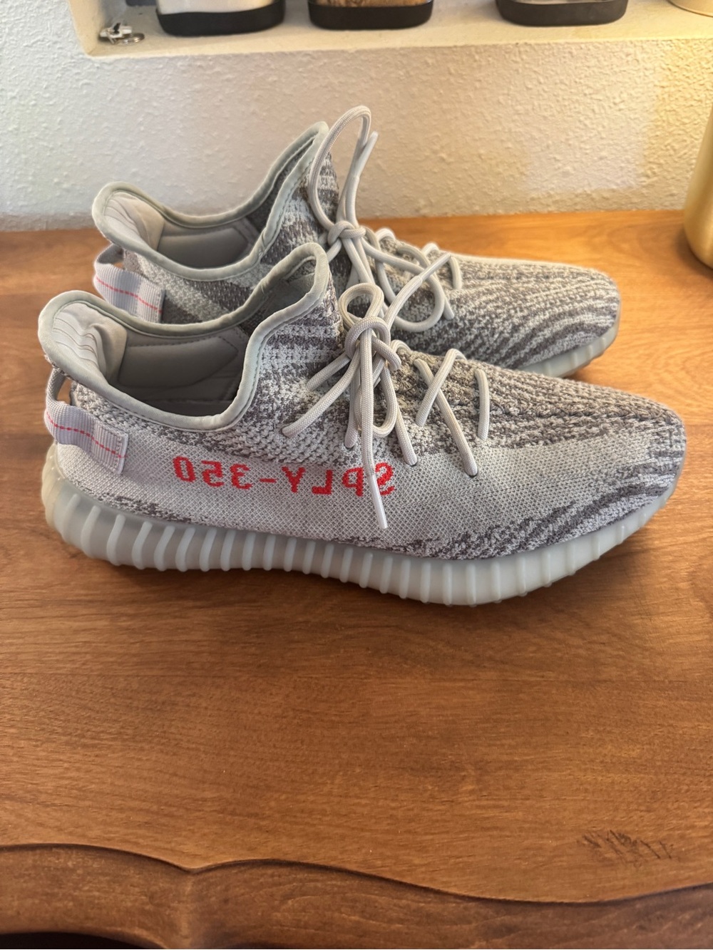 Yeezy Boost 350 V2 'Blue Tint' Men’s Sneaker - Grey with Red Stripe